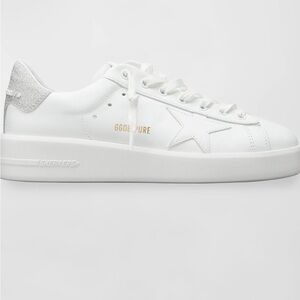 Golden Goose White Sneakers with Silver Heel
